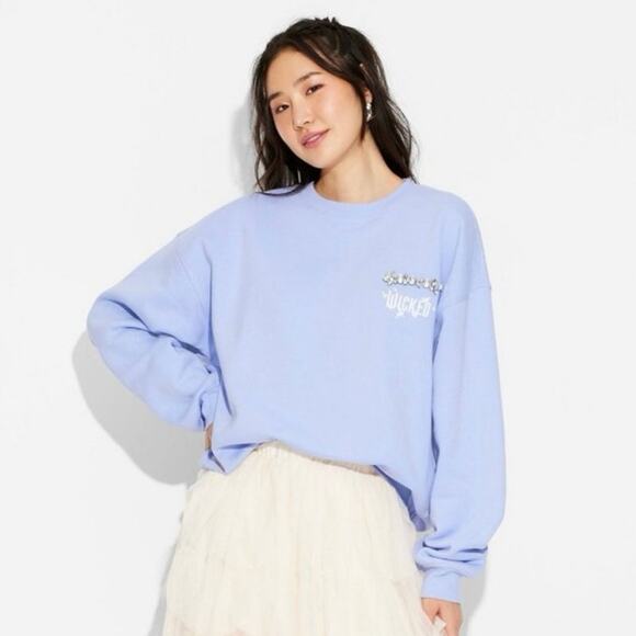 Wicked Tops - NWT Wicked Paul Tazewell Bedazzled Crewneck Fleece Sweatshirt Blue Size M